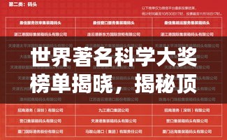 世界著名科学大奖榜单揭晓，揭秘顶级荣誉排名！