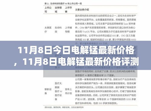 11月8日电解锰最新价格及特性评测，使用体验与竞品对比