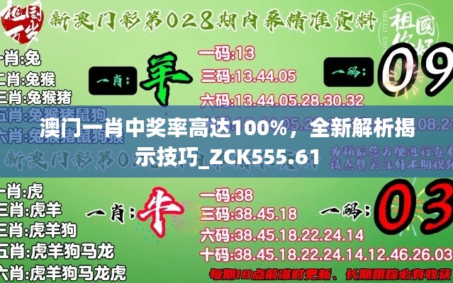 澳门一肖中奖率高达100%，全新解析揭示技巧_ZCK555.61