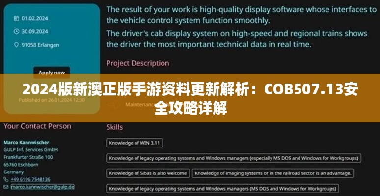 2024版新澳正版手游资料更新解析：COB507.13安全攻略详解