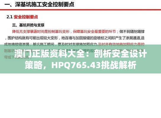 澳门正版资料大全：剖析安全设计策略，HPQ765.43挑战解析