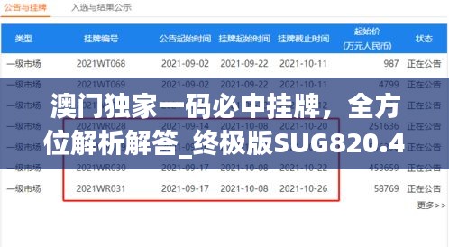 澳门独家一码必中挂牌，全方位解析解答_终极版SUG820.44