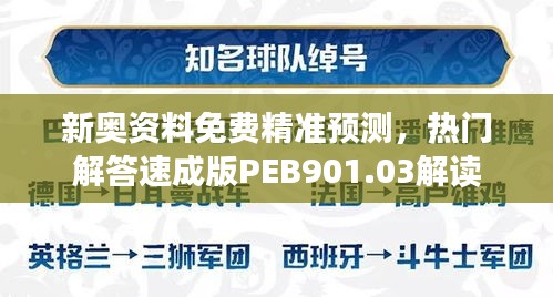 新奥资料免费精准预测，热门解答速成版PEB901.03解读