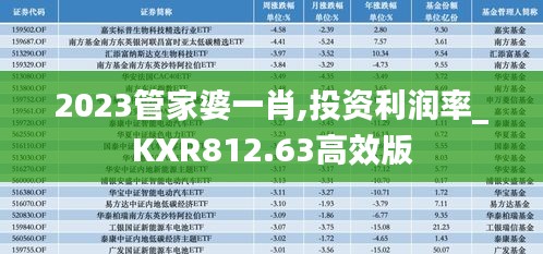 2023管家婆一肖,投资利润率_KXR812.63高效版