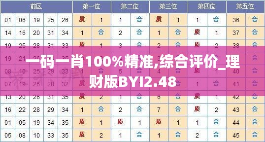 一码一肖100%精准,综合评价_理财版BYI2.48