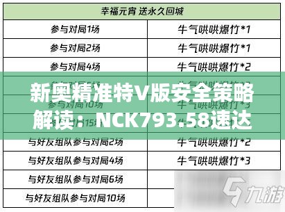 新奥精准特V版安全策略解读：NCK793.58速达解析