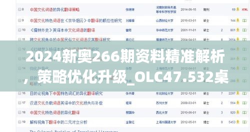 2024新奥266期资料精准解析，策略优化升级_OLC47.532桌面版