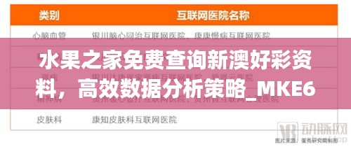 水果之家免费查询新澳好彩资料，高效数据分析策略_MKE61.685升级版