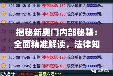 揭秘新奥门内部秘籍：全面精准解读，法律知识深度剖析_KOR61.686智巧版