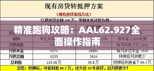 精准跑狗攻略：AAL62.927全面操作指南