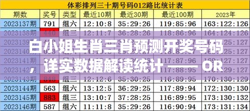 白小姐生肖三肖预测开奖号码，详实数据解读统计 —— ORE47.527珍藏版