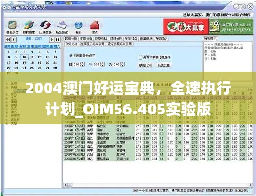 2004澳门好运宝典，全速执行计划_OIM56.405实验版