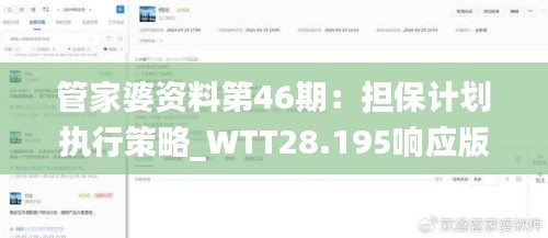 管家婆资料第46期：担保计划执行策略_WTT28.195响应版