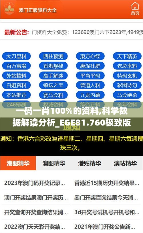 一码一肖100%的资料,科学数据解读分析_EGE81.760极致版