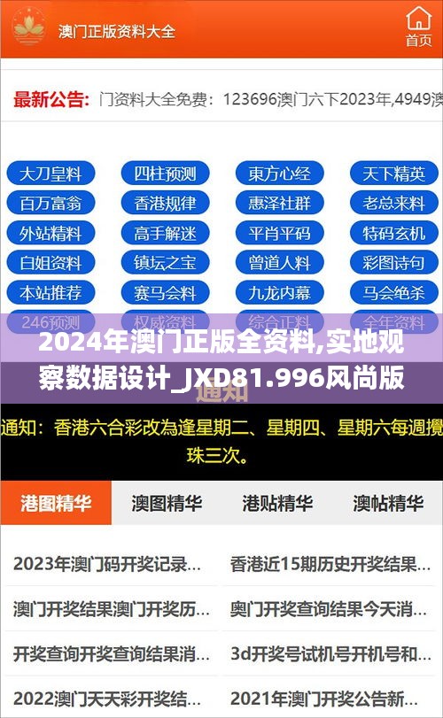 2024年澳门正版全资料,实地观察数据设计_JXD81.996风尚版