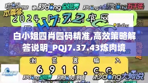 白小姐四肖四码精准,高效策略解答说明_PQJ7.37.43炼肉境