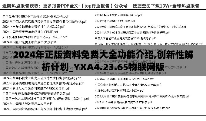 2024年正版资料免费大全功能介绍,创新性解析计划_YXA4.23.65物联网版