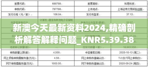 新澳今天最新资料2024,精确剖析解答解释问题_KNR5.39.38解谜版