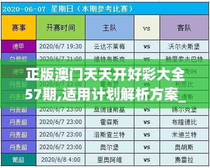 正版澳门天天开好彩大全57期,适用计划解析方案_SQL9.51.98单独版