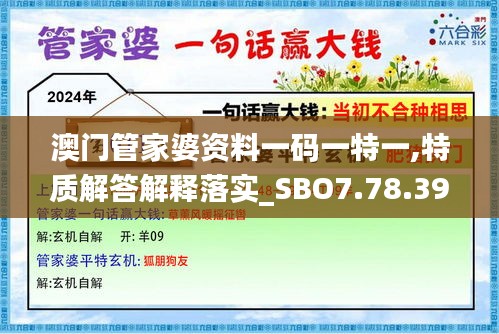 澳门管家婆资料一码一特一,特质解答解释落实_SBO7.78.39亲和版