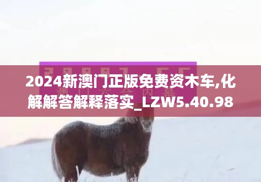 2024新澳门正版免费资木车,化解解答解释落实_LZW5.40.98企业版