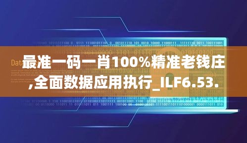 最准一码一肖100%精准老钱庄,全面数据应用执行_ILF6.53.78专属版