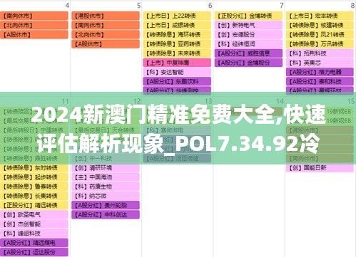 2024新澳门精准免费大全,快速评估解析现象_POL7.34.92冷静版