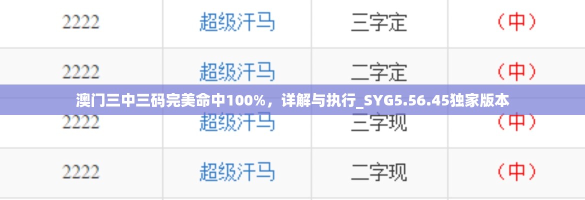 澳门三中三码完美命中100%，详解与执行_SYG5.56.45独家版本