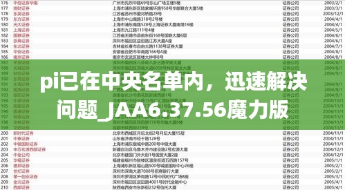 pi已在中央名单内，迅速解决问题_JAA6.37.56魔力版