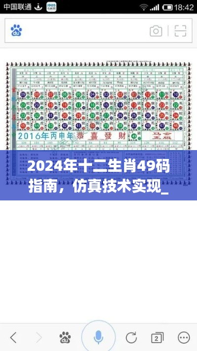 2024年十二生肖49码指南，仿真技术实现_BCE5.56.77特别版