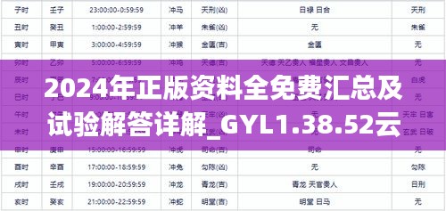 2024年正版资料全免费汇总及试验解答详解_GYL1.38.52云技术版