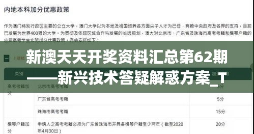 新澳天天开奖资料汇总第62期——新兴技术答疑解惑方案_TVI7.79.98日常版