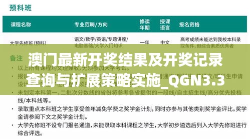 澳门最新开奖结果及开奖记录查询与扩展策略实施_QGN3.38.22漏出版