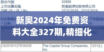 新奥2024年免费资料大全327期,精细化策略探讨_YDO8.11.21L版