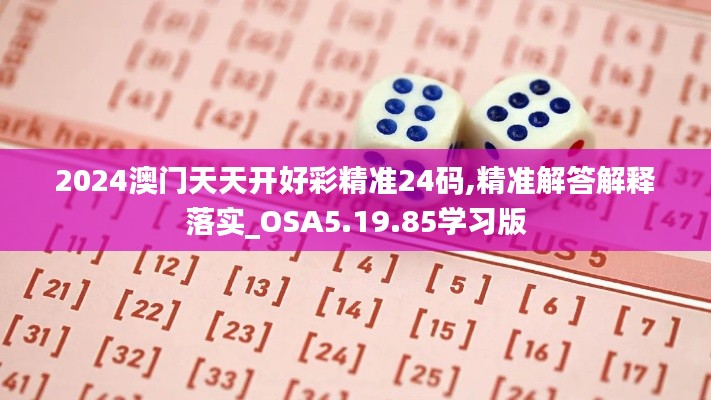 2024澳门天天开好彩精准24码,精准解答解释落实_OSA5.19.85学习版