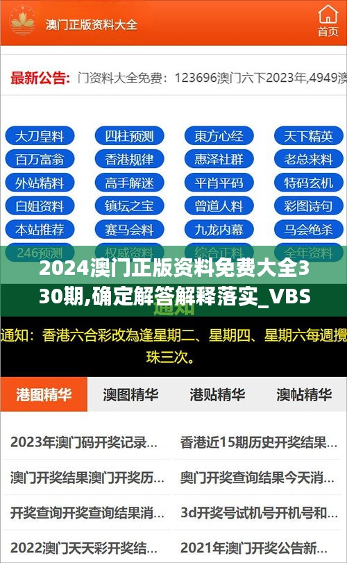 2024澳门正版资料免费大全330期,确定解答解释落实_VBS6.34