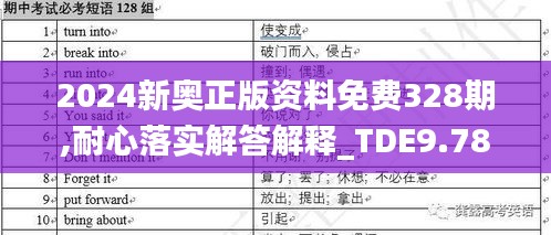 2024新奥正版资料免费328期,耐心落实解答解释_TDE9.78