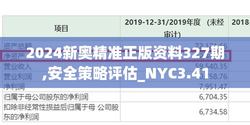 2024新奥精准正版资料327期,安全策略评估_NYC3.41