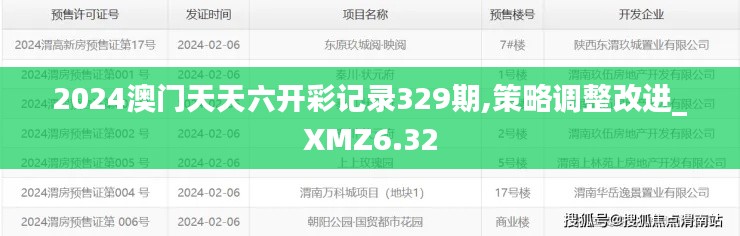 2024澳门天天六开彩记录329期,策略调整改进_XMZ6.32