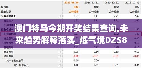 澳门特马今期开奖结果查询,未来趋势解释落实_炼气境DZS8.64