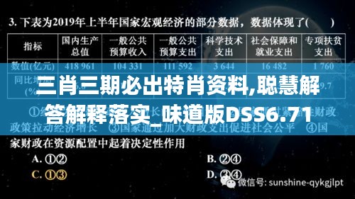 三肖三期必出特肖资料,聪慧解答解释落实_味道版DSS6.71