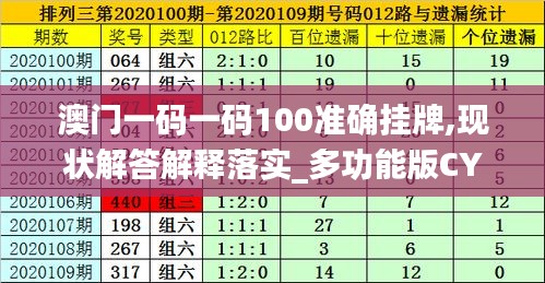 澳门一码一码100准确挂牌,现状解答解释落实_多功能版CYQ2.24