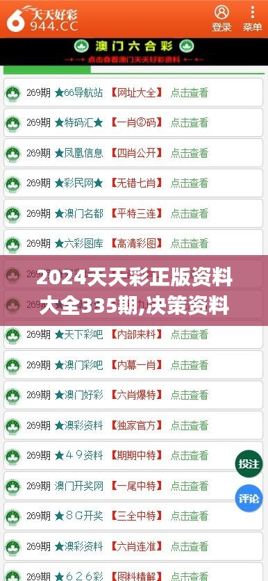 2024天天彩正版资料大全335期,决策资料收集_CME7.75