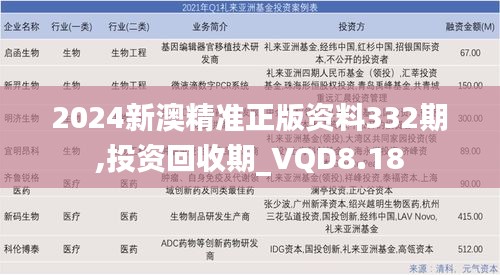 2024新澳精准正版资料332期,投资回收期_VQD8.18