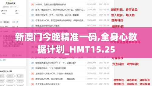 新澳门今晚精准一码,全身心数据计划_HMT15.25