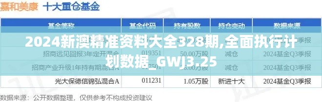 2024新澳精准资料大全328期,全面执行计划数据_GWJ3.25