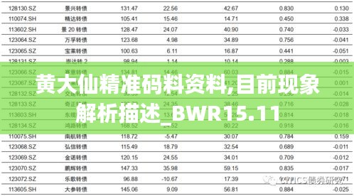 黄大仙精准码料资料,目前现象解析描述_BWR15.11