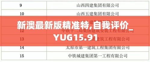 新澳最新版精准特,自我评价_YUG15.91