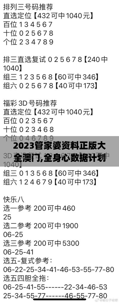 2023管家婆资料正版大全澳门,全身心数据计划_BPJ15.74