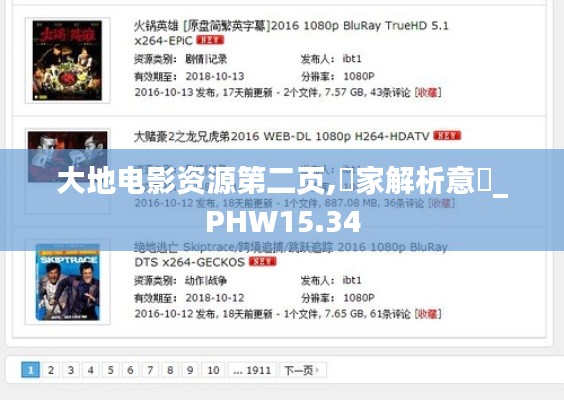 大地电影资源第二页,專家解析意見_PHW15.34